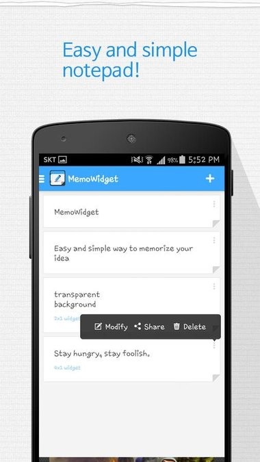 memo widget app